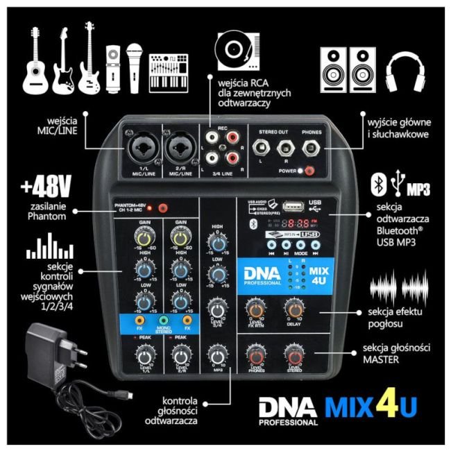 DNA MIX 4U Audio mixer, USB, MP3, Bluetooth - Image 5